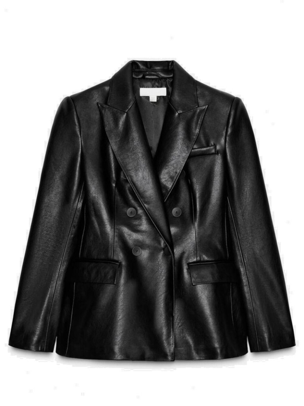 Zara Black Faux Leather DB Blazer, XS